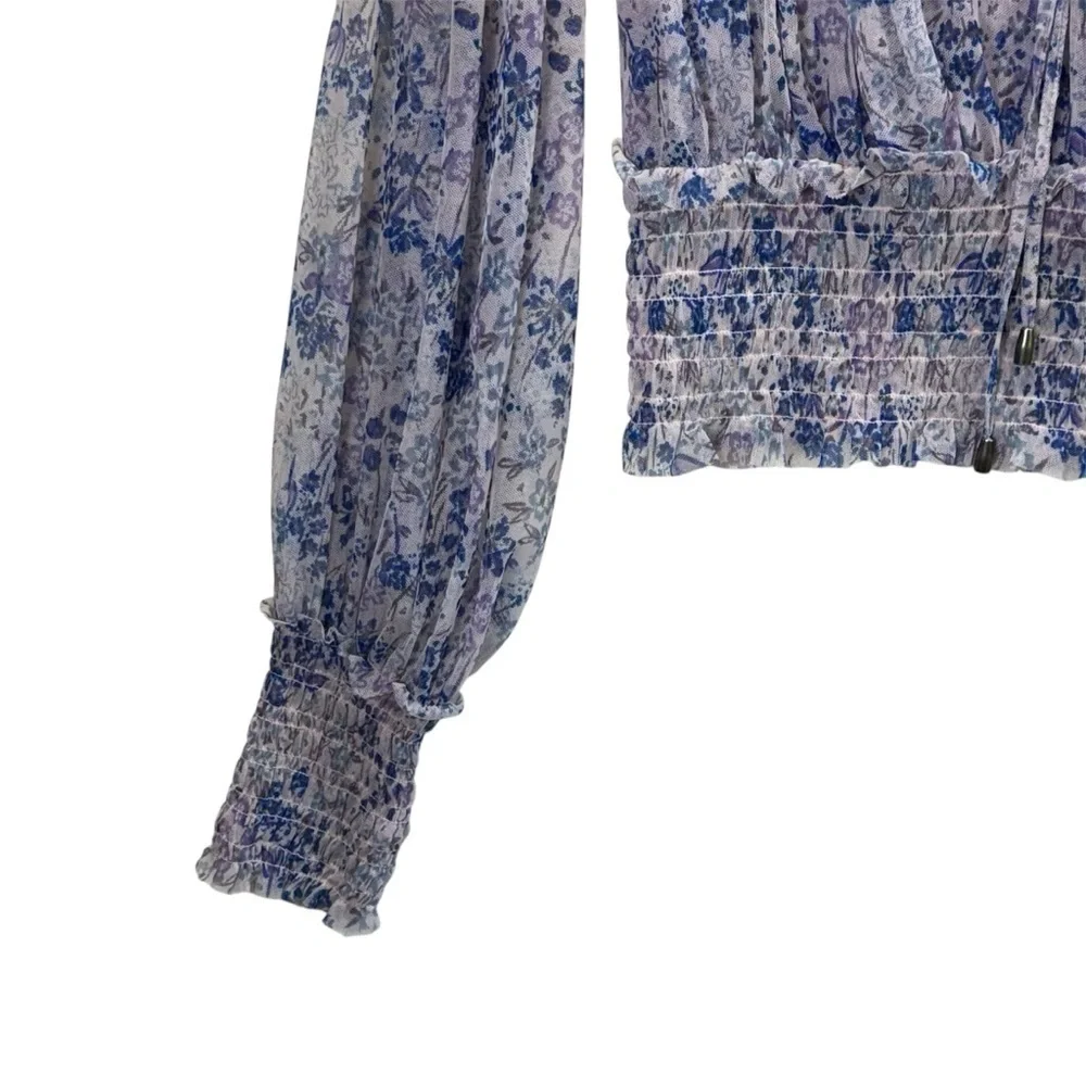 Free People Lavender Floral Ruffle Blouse. Size S/P